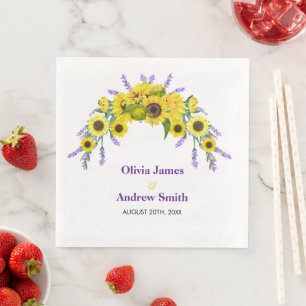 Sunflower & Lavender Vintage Floral Wedding Party  Paper Dinner Napkins