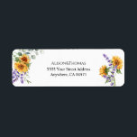 Sunflower Lavender Wedding Return Address Label<br><div class="desc">Elegant lavender & sunflower greenery return address label featuring lemon design.</div>