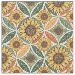 Sunflower &amp; Leaf Pattern | Nature-Inspired Quilted Fabric