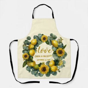 Sunflower Lemon Wreath Love Design Apron