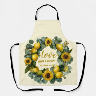 Sunflower Lemon Wreath Love Design Apron