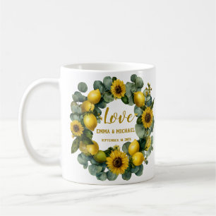 Sunflower Lemon Wreath Love Design Coffee Mug
