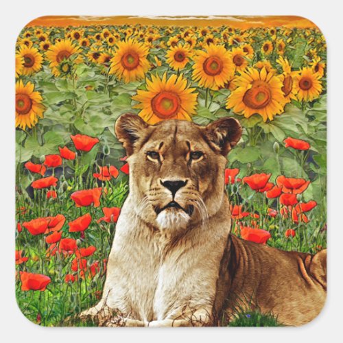 Sunflower Leo Square Sticker