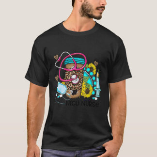 Sunflower Leopard Coffee NICU Nurse Job Appreciati T-Shirt