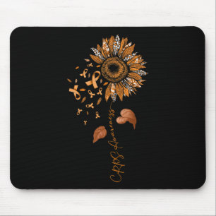 Sunflower Leopard CRPS Awareness Orange Ribbon Mouse Pad