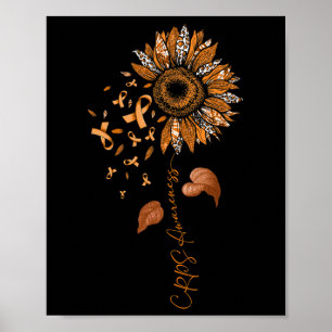 Sunflower Leopard Crps Awareness Orange Ribbon Poster