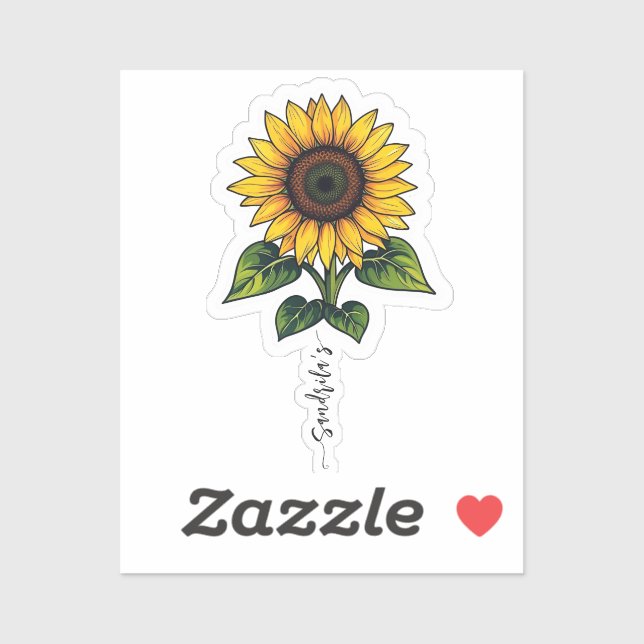 Sunflower leopard Handwritten Name Sticker (Sheet)