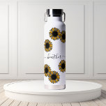 Sunflower Leopard Spot Monogram Name Personalized  Water Bottle<br><div class="desc">This design may be personalized in the area provided by changing the photo and/or text. Or it can be customized by choosing the click to customize further option and delete or change the color of the background, add text, change the text color or style, or delete the text for an...</div>