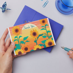 Sunflower letterpress thank you card