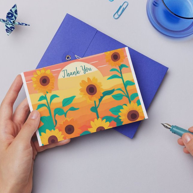 Sunflower  letterpress thank you card (Creator Uploaded)
