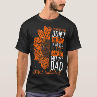 Sunflower Leukemia Awareness Ribbon My Dad is Hero T-Shirt