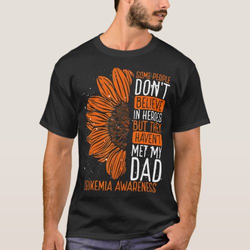 Sunflower Leukemia Awareness Ribbon My Dad is Hero T_Shirt