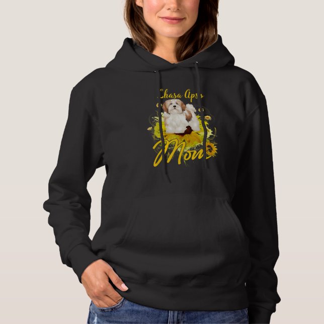 Sunflower Lhasa Apso Mom Dog  Mother's Hoodie (Front)
