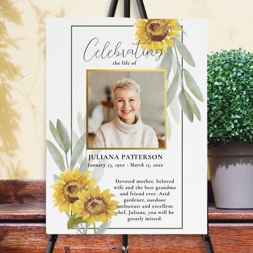 Sunflower Life Celebration Photo Welcome Funeral Acrylic Sign