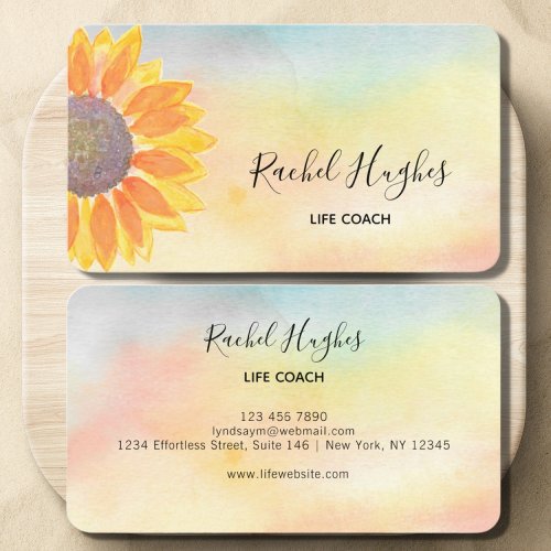 Sunflower Life Coach Colorful Business Card