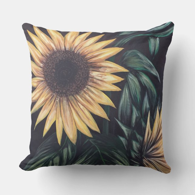 Sunflower Life Throw Pillow (Front)
