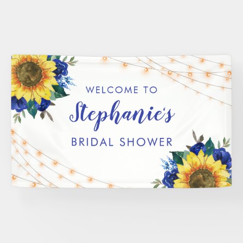 Sunflower Lights Blue Rose Bridal Shower Banner