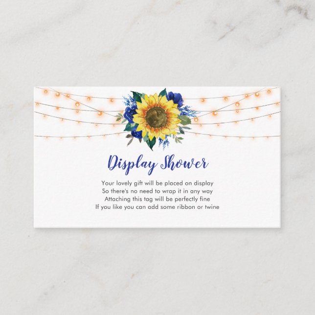 Sunflower Lights Blue Roses Bridal Display Shower Enclosure Card (Front)