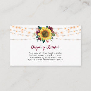 Sunflower Lights Burgundy Bridal Display Shower Enclosure Card