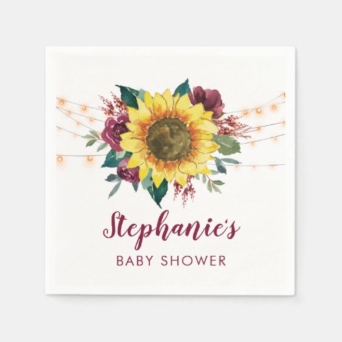 Sunflower Lights Floral Baby Shower Napkins