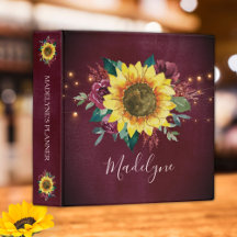 Sunflower Lights Floral Burgundy Watercolor