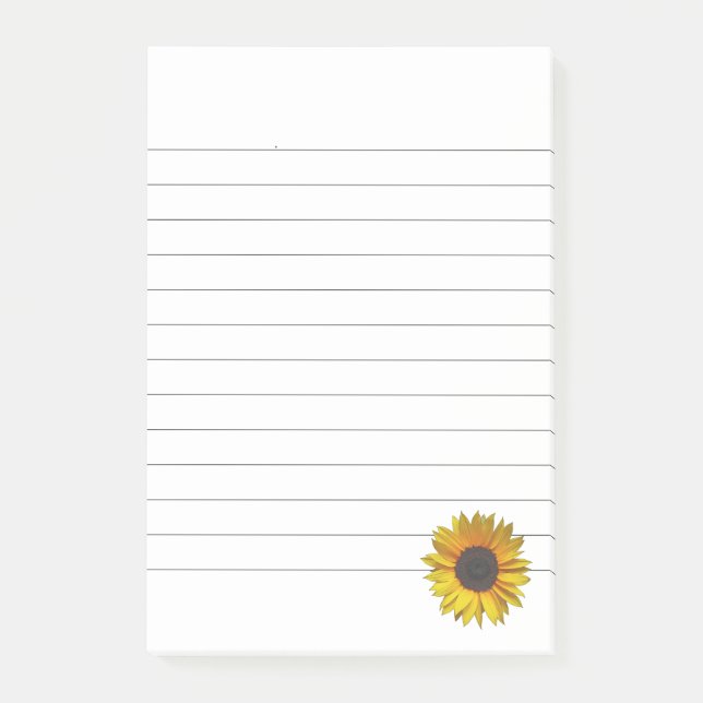 Sunflower Lined Post-it Notes (Front)
