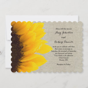 Sunflower Linen Rustic Wedding Invitation