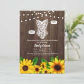 Sunflower lingerie shower invitation rustic wood (Standing Front)