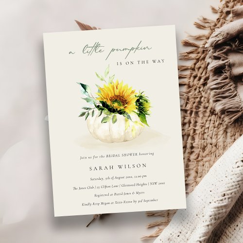 Sunflower Little Floral Pumpkin Baby Shower Invite