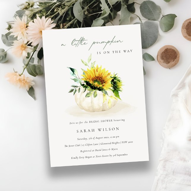 Sunflower Little Floral Pumpkin Baby Shower Invite (Creator Uploaded)