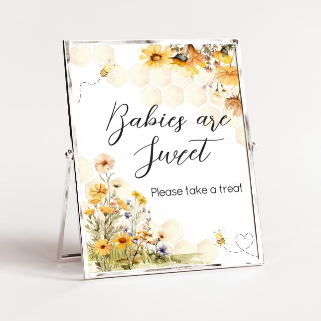 Sunflower Little Honey Babies are Sweet Poster (Sunflower Little Honey Baby Shower Babies are Sweet Sign)