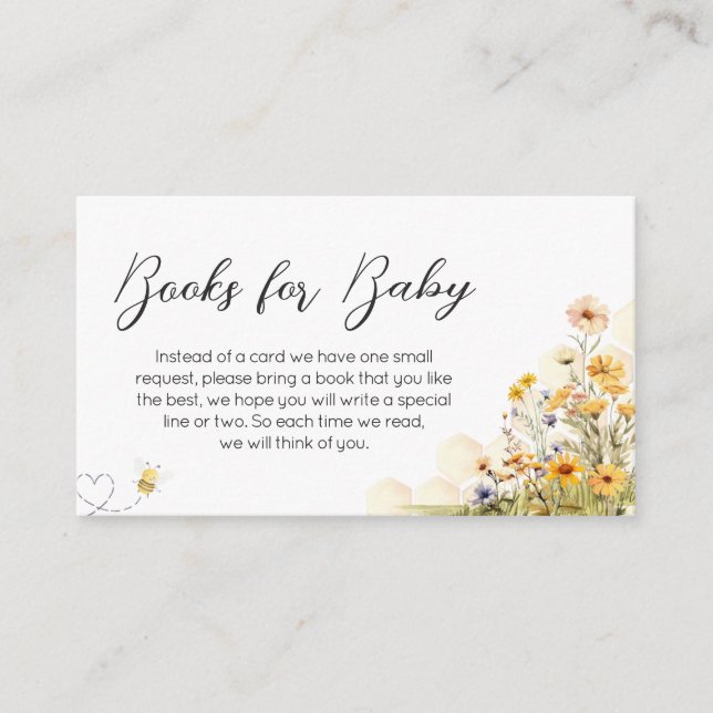 Sunflower Little Honey Baby Shower Books for Baby Enclosure Card (Front)