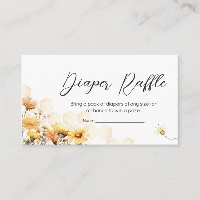 Sunflower Little Honey Baby Shower Diaper Raffle Enclosure Card (Front)