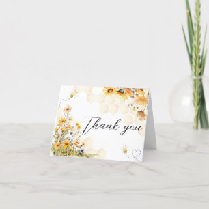 Sunflower Little Honey Baby Shower Letterpress Thank You Card