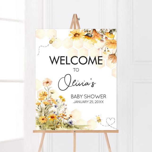 Sunflower Little Honey Baby Shower Welcome Sign (Sunflower Little Honey Baby Shower Welcome Sign)