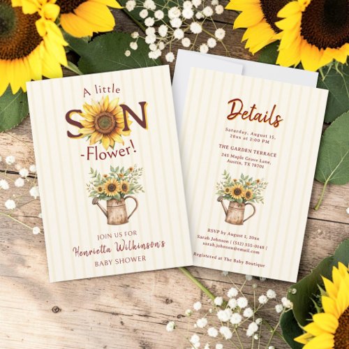 Sunflower "Little "SON"-Flower" Baby Shower Invitation