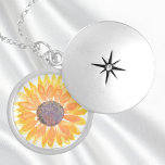 Sunflower Locket Necklace<br><div class="desc">This botanical necklace is decorated with a yellow watercolor sunflower.
Original Watercolor © Michele Davies.</div>