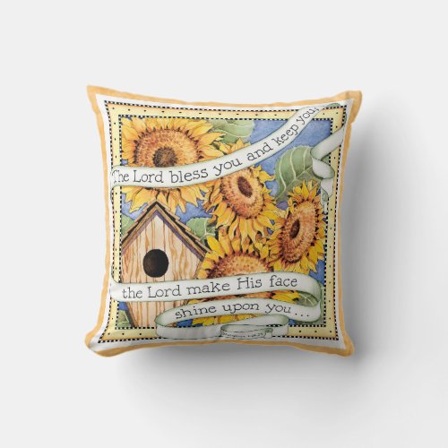 Sunflower _ Lord Bless You _ Throw Pillow