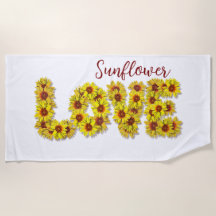 Sunflower Love Beach Towel