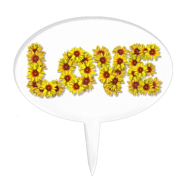 Sunflower Love Cake Topper Pick (Front)