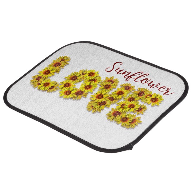 Sunflower Love Car Floor Mat (Rear Angled)