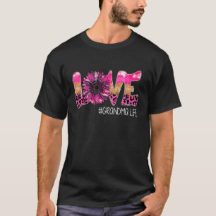 Sunflower Love Grandma Leopard Pink Mom Mama Mothe T-Shirt