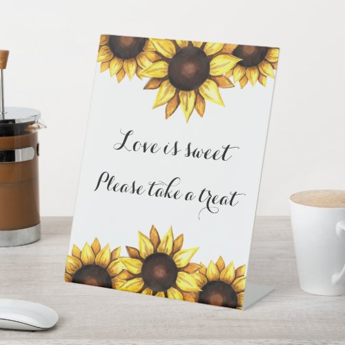Sunflower Love is Sweet Wedding Pedestal Sign