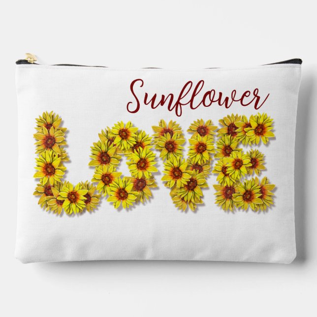 Sunflower Love Large Toiletry Cosmetic Bag (Front)