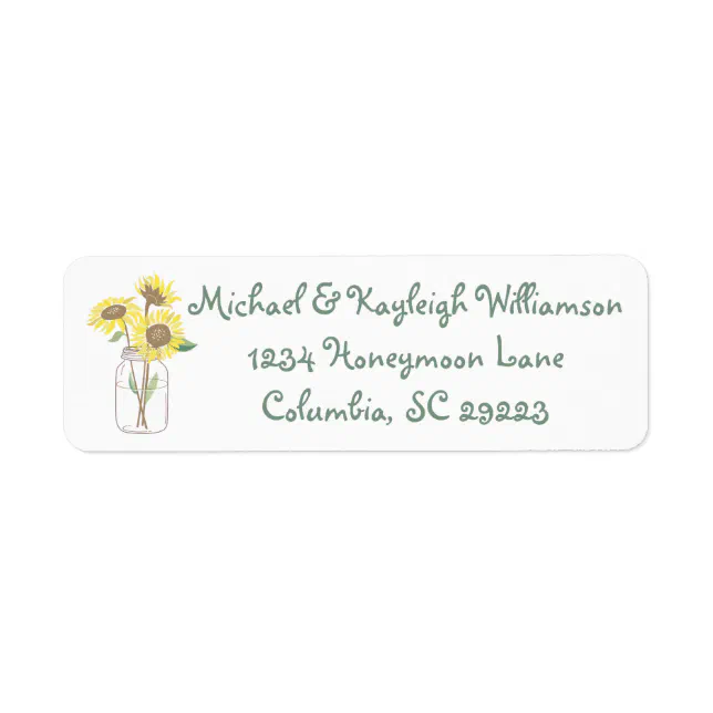 Sunflower Love Return Address Label Zazzle