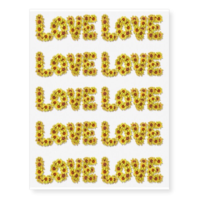 Sunflower Love Temporary Tattoos (Front)