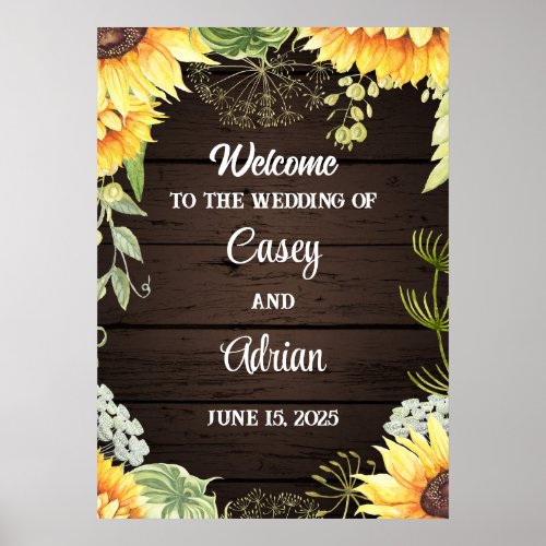 Sunflower Love Welcome to Our Wedding  Poster