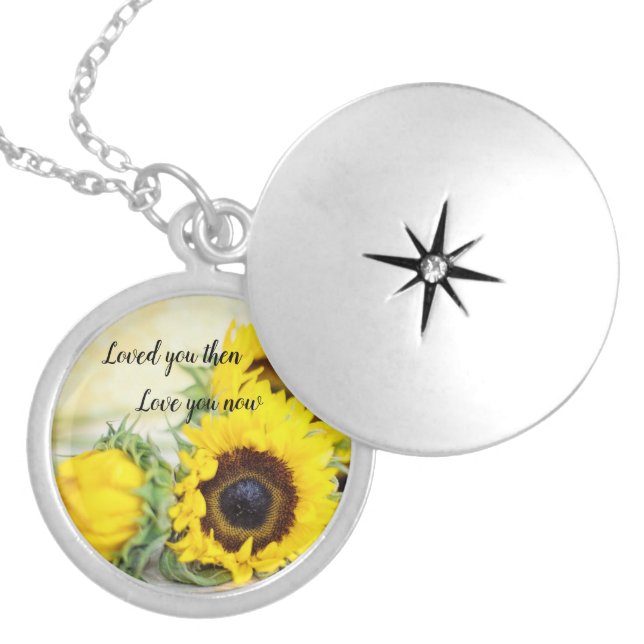 Sunflower Love You Then Love You Now Locket Necklace (Front)