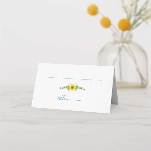 Sunflower  Loveliness Wedding Place Card (Front)