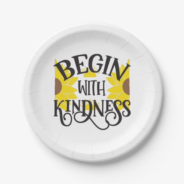 Sunflower Lover | Begin With Kindness Paper Plates (Front)